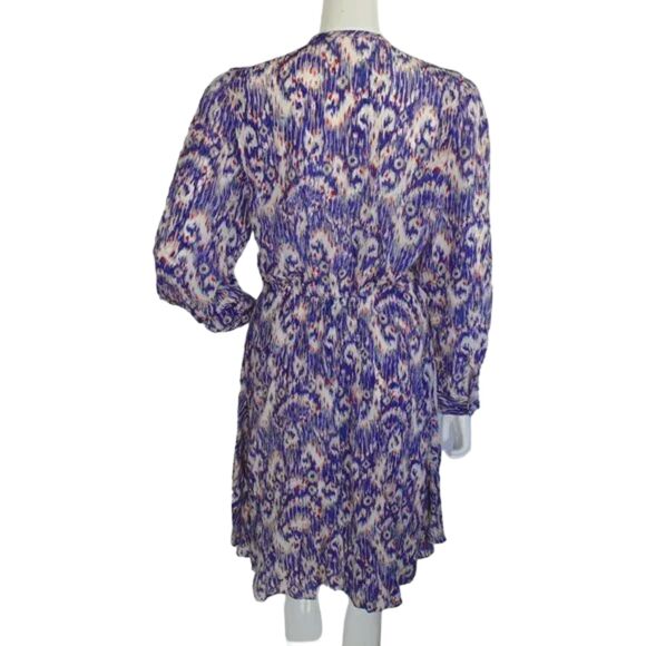 ISABEL MARANT ETOILE Shirt Dress, 38/6, Silk, Ikat print, Long sleeves, Purple - Picture 5 of 14